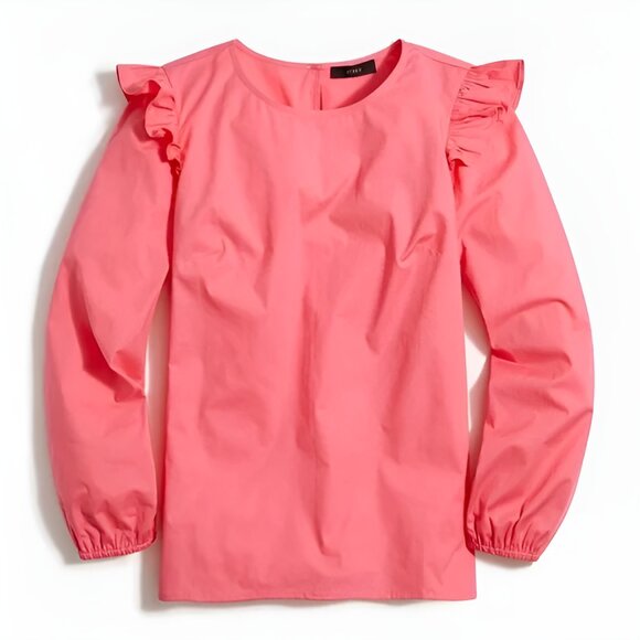 J. Crew Factory Tops - New J. Crew Cotton Poplin Top With Ruffles Pink Size Medium